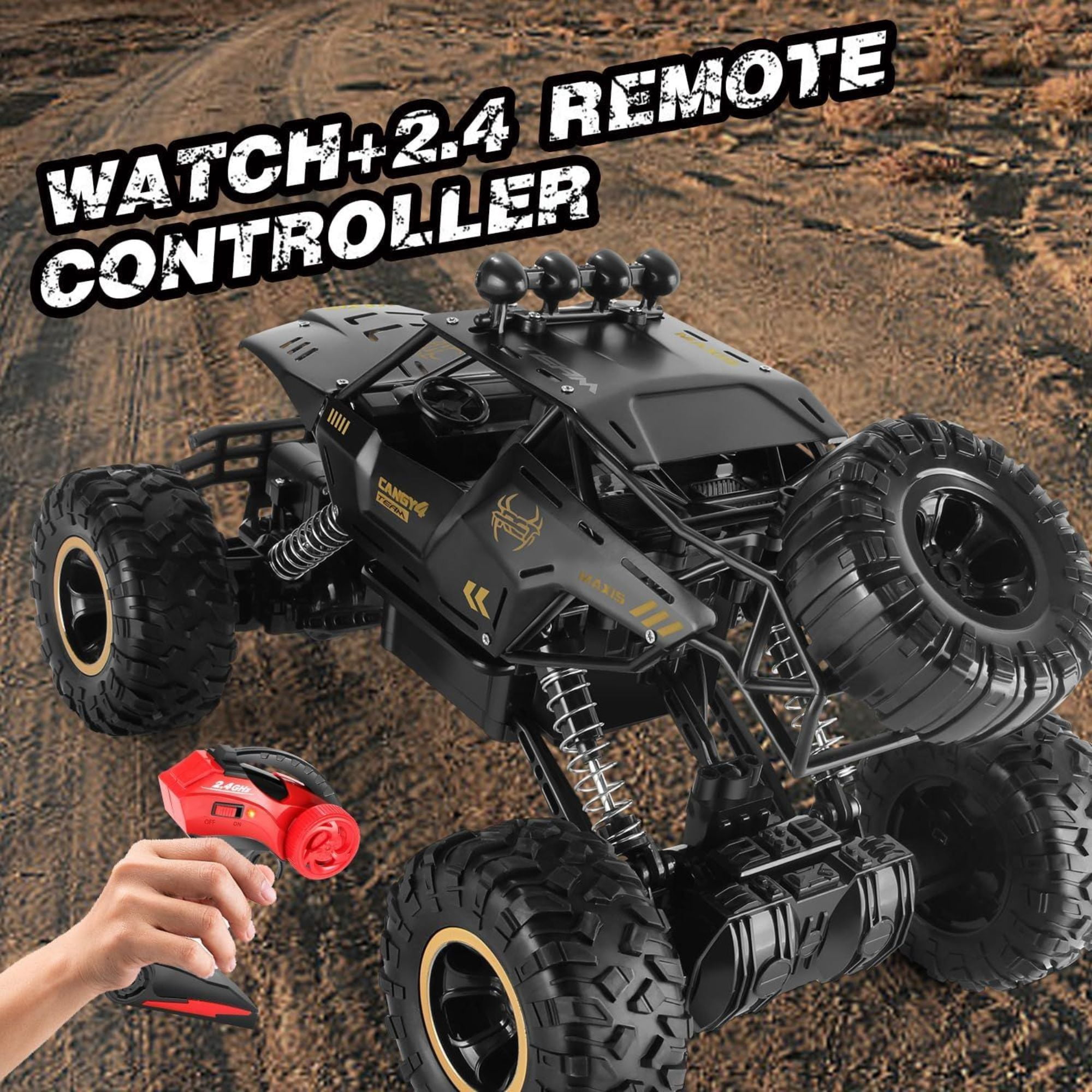 RC Rock Crawler Monster Truck 1:12 Scale 4WD Remote Control Car with 2 Batteries