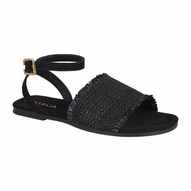 Sandalia piso Mujer Casual negro Tira ancha con textura Castalia Casual
