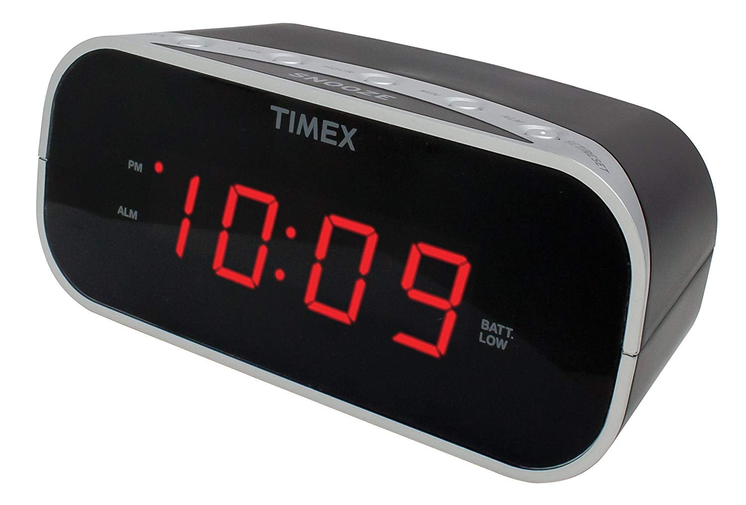 T121B Alarm Clock with 0.7Inch Red Display (Black), 24hour set and