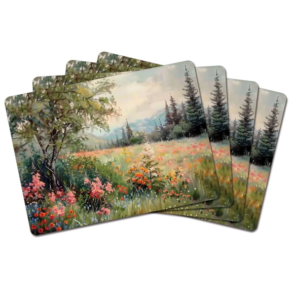 CounterArt Wildflower Field Premium Boxed Set of Decorative Hardboard Placemats