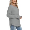 thumbnail image 5 of VISALY Women's Oversized Waffle Blouses Long Sleeve Crew Neck Pullover Tops Fashion Tunic Sweatshirts Loose Fit Dressy Casual Waffle Shirts Trendy Fall Outfit Basic Tee Shirts Light Ashy M, 5 of 7