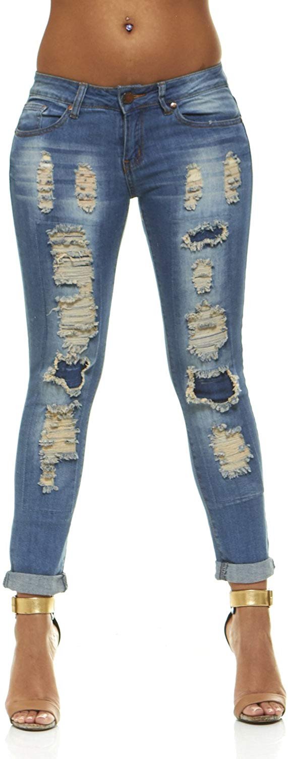 VIP JEANS Plus Size Jeans For Teen Girls Distressed Skinny Ripped Patched Jeans Junior and Plus Sizes - image 3 of 10