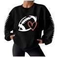 thumbnail image 1 of Rbaofujie Sweat à Capuche Surdimensionné pour Femmes Mode Décontractée Dames Solide Ample Manches Longues Col Rond Blouses Hauts Chandails en Molleton Sans Capuche Noir Halloween Chandail à Capuchon, 1 of 4
