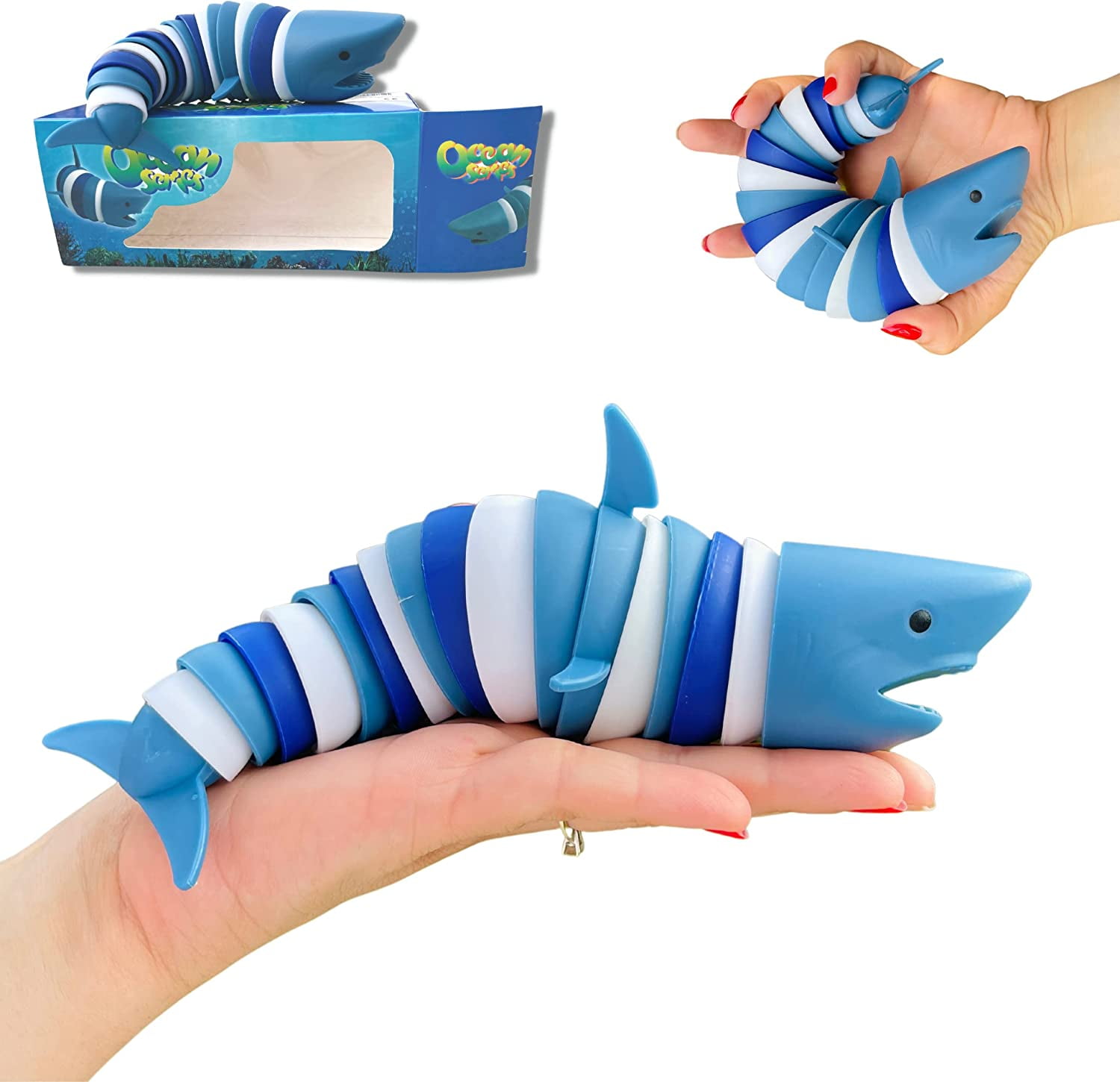 Shark Fidget Toy,Sensory Shark 3D,Flexible Decompression Shark for Relaxing,Friendly Articulated Shark Fidget Toy,Hand Toy for Adults,7.5 Inch - Walmart.com