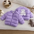 thumbnail image 3 of Luvrsol Toddler Girls Stand Collar Quilted Puffer Jacket Full Zip Lightweight Padded Kids Outer Coat, Purple 90, 3 of 6