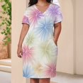 thumbnail image 3 of Colorful Floral Bohemia Women's Loose Short Sleeve Dress Casual Summer Plus Size Long Dresses with Pockets, 3 of 5