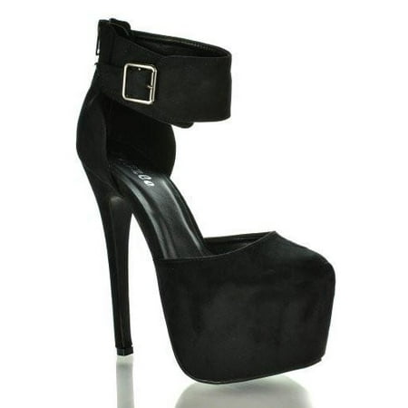 Stiletto High Heeled Platform Sandal - Salome18C by Pazzle, D'Orsay Pointed Toe Ankle Cuff Platform High Stiletto Heel Sandal