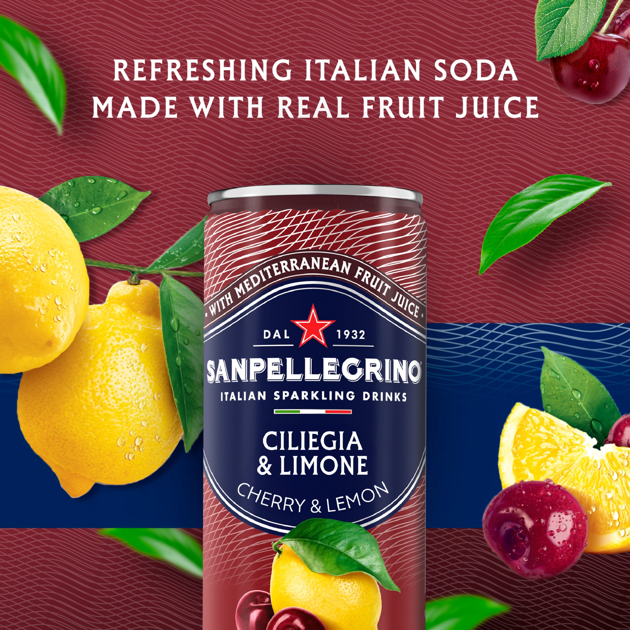 SanPellegrino Soda Italiana Sparkling Cherry and Lemon, 24 Pack Cans