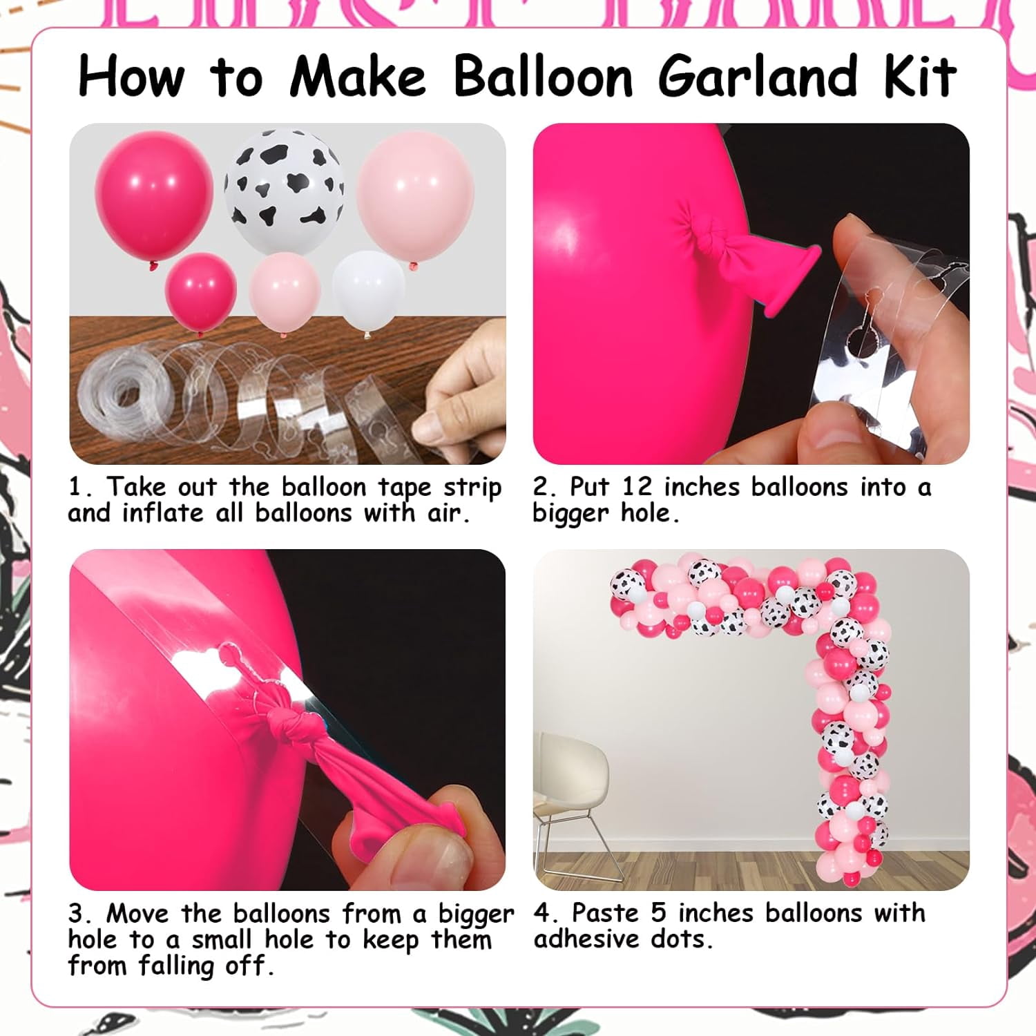 Cowgirl 2nd Birthday Decorations This ain't My First Rodeo Its My Second Backdrop Banner Pink Cow Balloon Arch Kit Number 2 Foil Balloon for Western Cowgirl 2nd Wild West Second Birthday