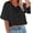 Black, variant on Women V Neck Half Sleeve Solid Color Cropped T Shirts