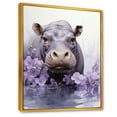 thumbnail image 2 of Designart "Mystic Pools with Floral Hippo II" Animals Framed Wall Art - Modern Grey Hippopotamus Entryway Framed Wall Art Print, 2 of 6
