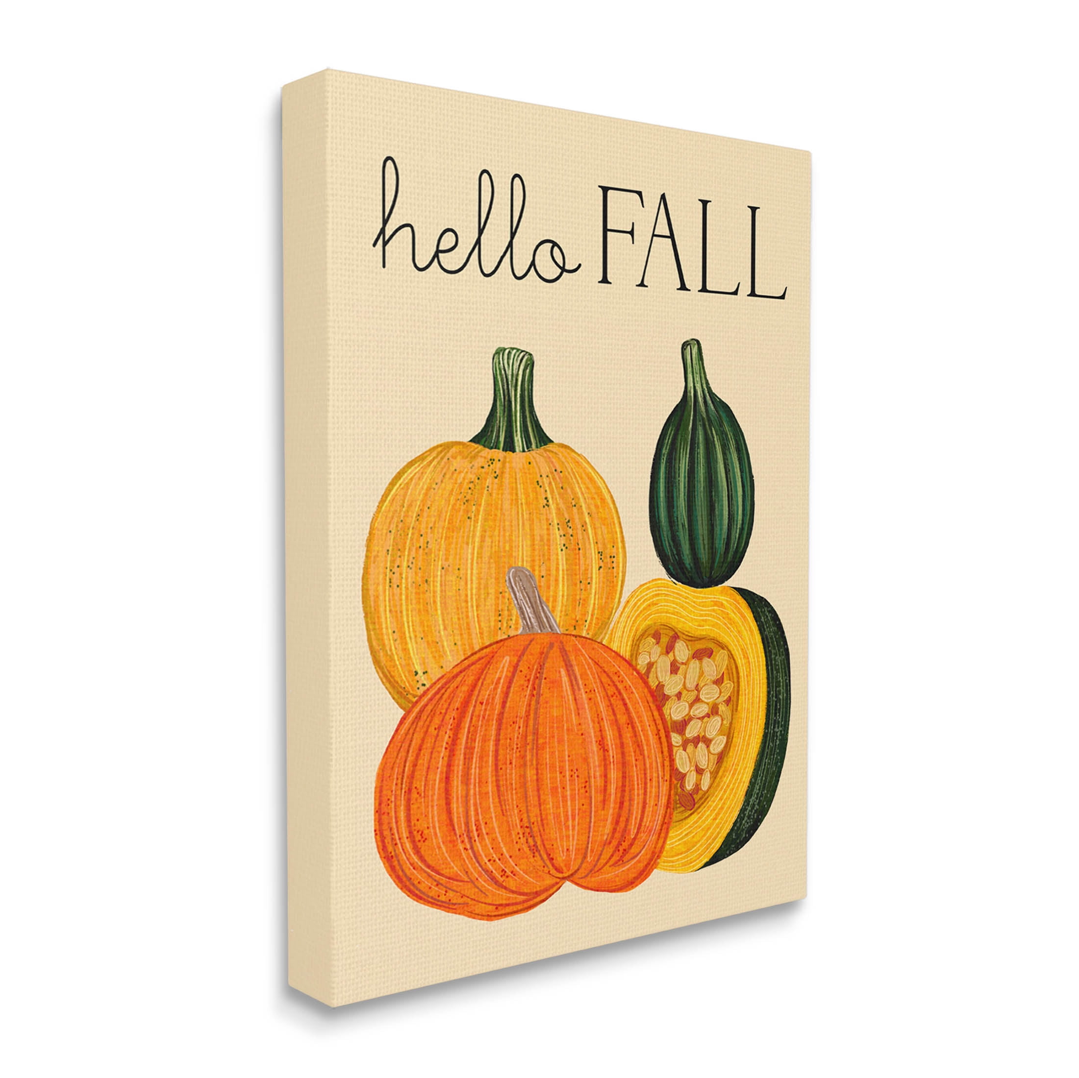 Stupell Industries Hello Fall Harvest Gourds Graphic Art Gallery Wrapped Canvas Print Wall Art, Design by Ziwei Li