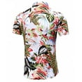 thumbnail image 2 of Leutsin Men Short-Sleeved Printed Color Buttons Cardigan Casual Shirt Tops, 2 of 3