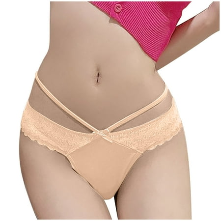uublik Womens Panties Seamless High Waist Breathable Briefs Soft Underpants Ladies Stretch Panties Womens Lace Underwear Beige