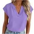 thumbnail image 2 of Tqcoqu Women's Cap Sleeve V Neck Tops Trendy Casual Blouses Summer Work Shirts,Purple,Women's S-XXL, 2 of 6