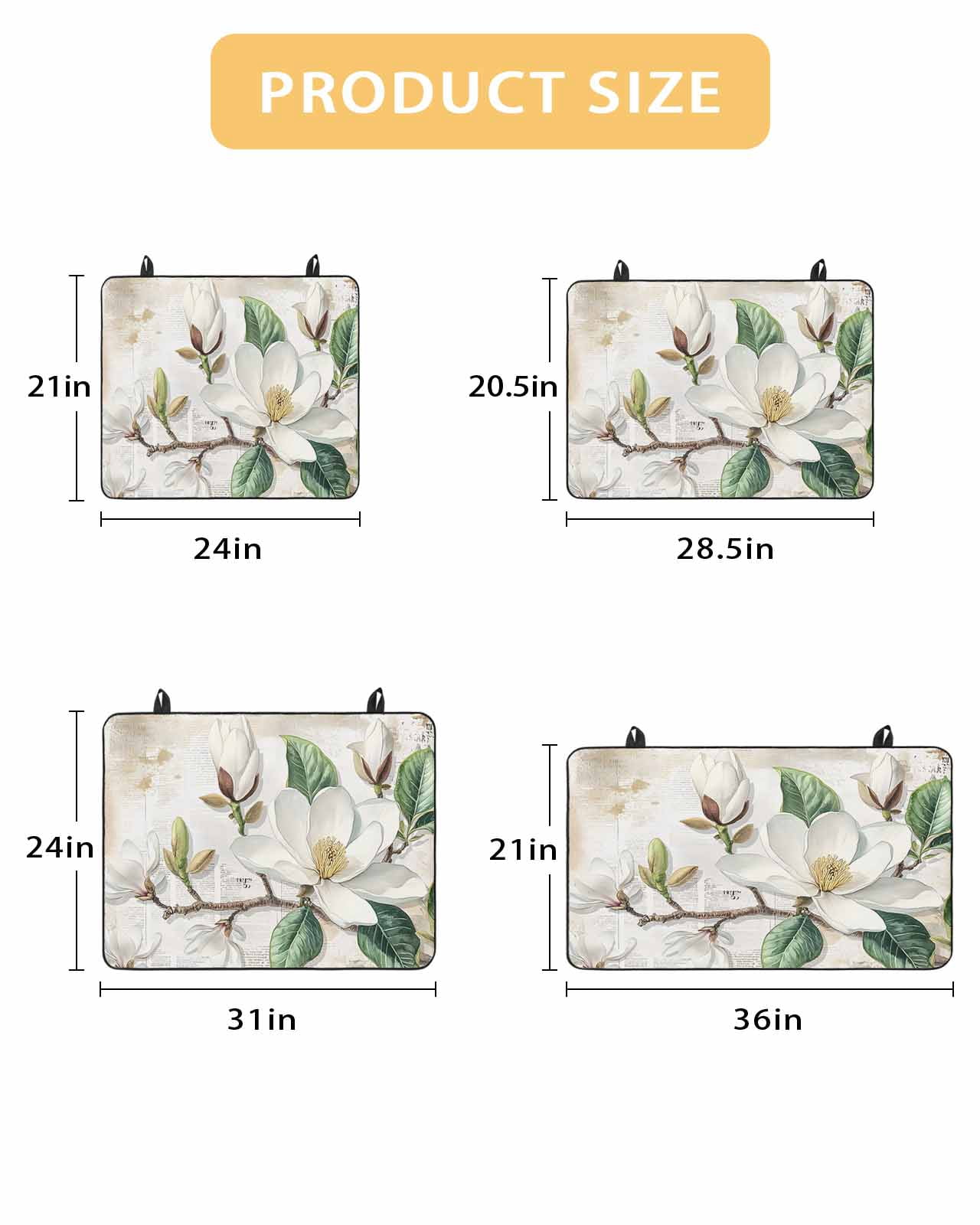 nqOlkjepod Large Induction Cooktop Protector Mat 24"x21", Flowers Leaves Stove Top Covers for Electric Stove, Farmhouse White Botanical Magnolia Retro Stove Burner Cover Mats, Glass Top Stove Cover