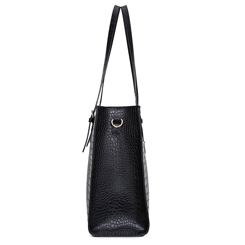 LAATIKUI Laptop Bag for Women PU Tote Bag Crocodile Lightweight Business Office Handbag Work Bag Waterproof Shoulder Briefcase