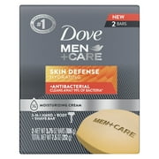 Dove Men+Care Soap Bar For Smooth and Hydrated Skin Care Skin Defense Effectively Washes Away Bacteria While Nourishing Your Skin 3.75 oz, Cream, 2 Count