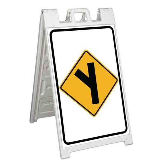 Side Road at Angle Left (24" X 36") Standard A-Frame Signicade, Includes Decal Applied To Stand