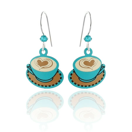 Cappuccino Jewelry - Hand Painted Cappuccino Latte Coffee Cup Dangle Earrings