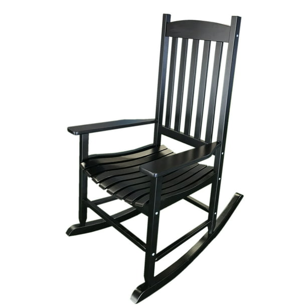 Mainstays Outdoor Wood Slat Rocking, Wooden Outdoor Rocking Chairs Black