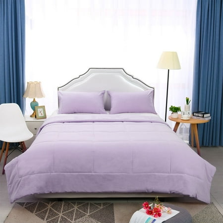 Full/Queen 3 Piece Bedding Comforter Sets 100% Cotton All Season Down Alternative Quilted Comforter , Lavender