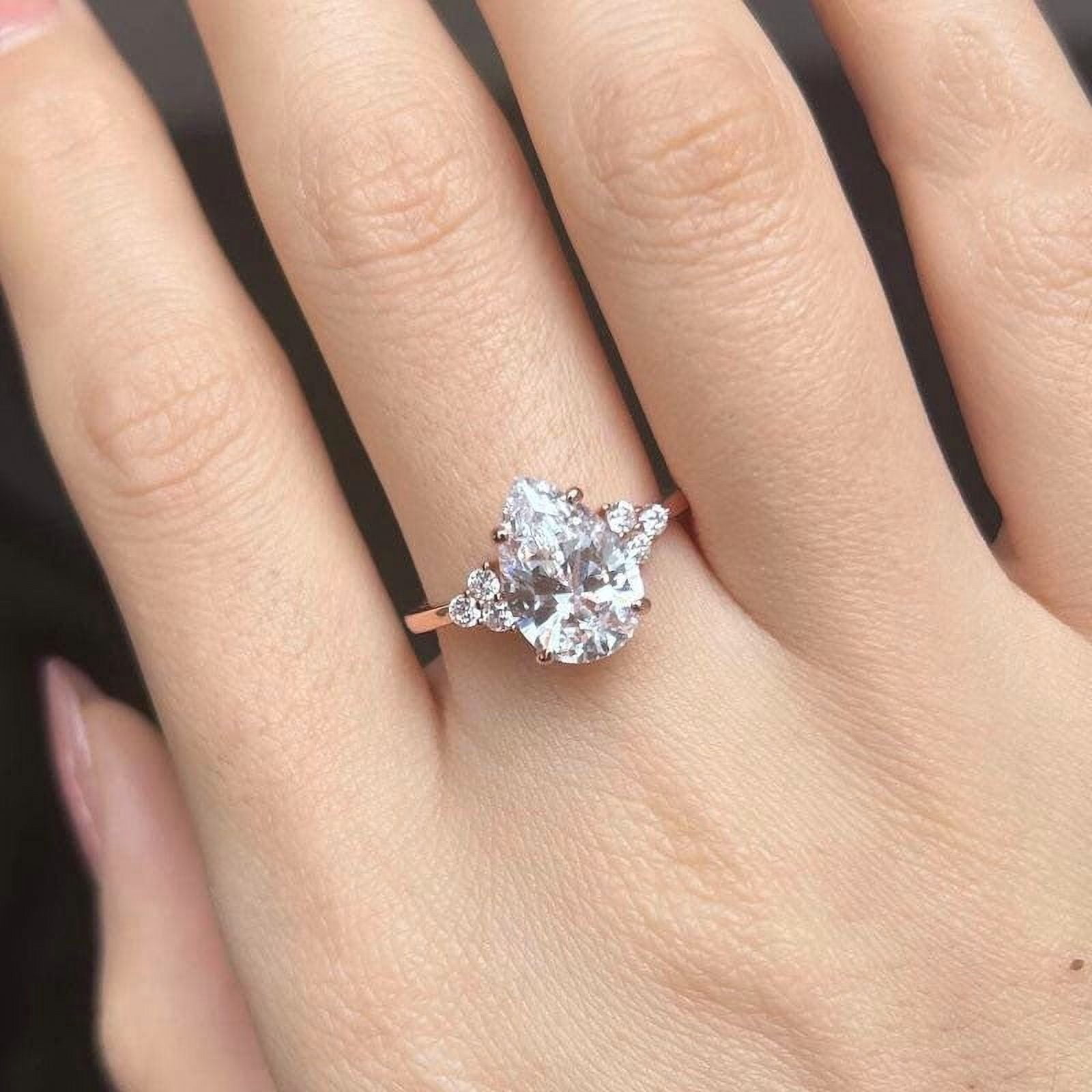 Cora jewellery 3CT Pear Cut Moissanite Engagement Ring For Women, 10K Yellow Gold