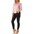 thumbnail image 2 of INSPIRE CHIC Women's Satin Leopard Long Sleeve Button Down Fashion Shirts Work Business Casual Blouses Tops Pink L, 2 of 5