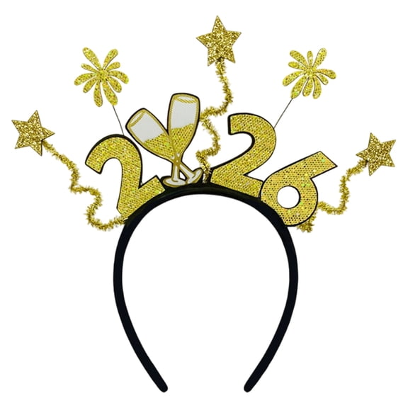 2026 New Year Headband Glitter Number Crown for Nye Party Supplies Velvet High-Density Glitter Headwear for Women Men Kids All Night Comfortable Wear, 1 Headband