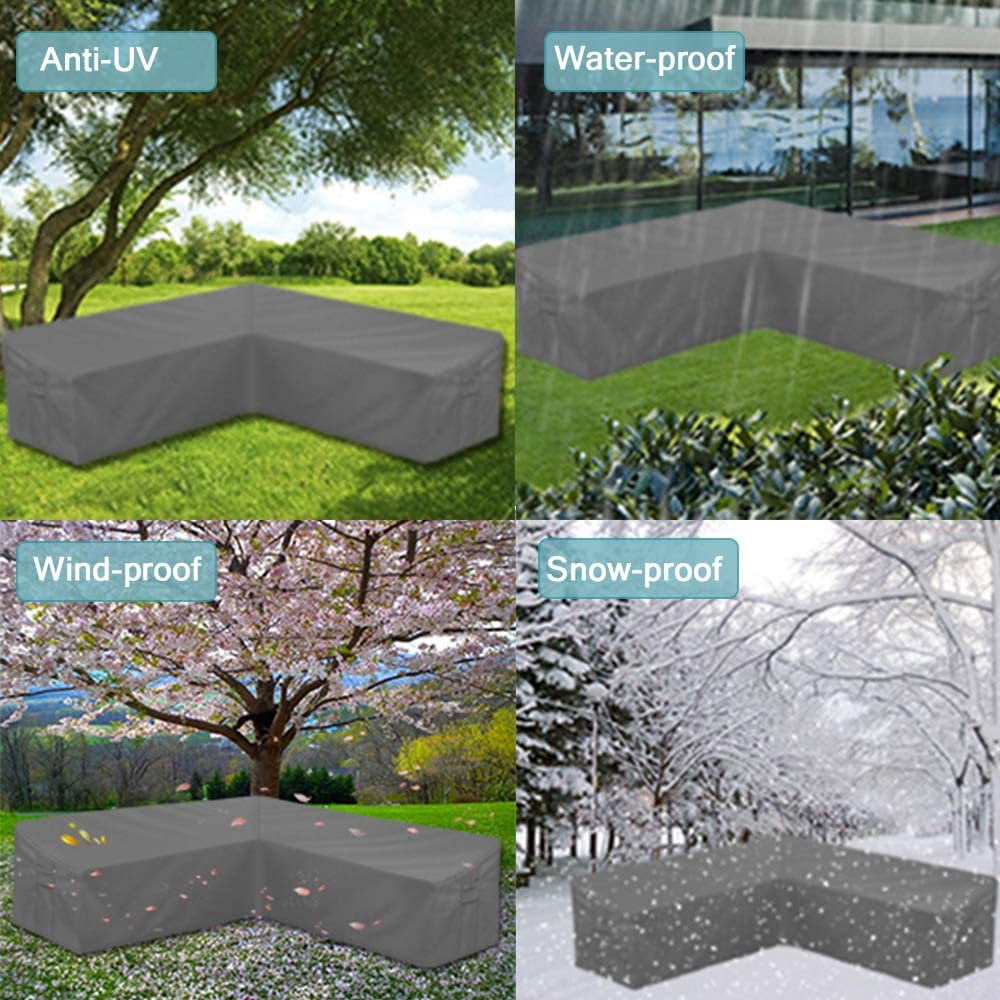 Waterproof & UV Resistant Terrace V-shaped Sofa Cover, Patio Furniture Sectional Sofa Cover Thickened, 100"x33"x 31"