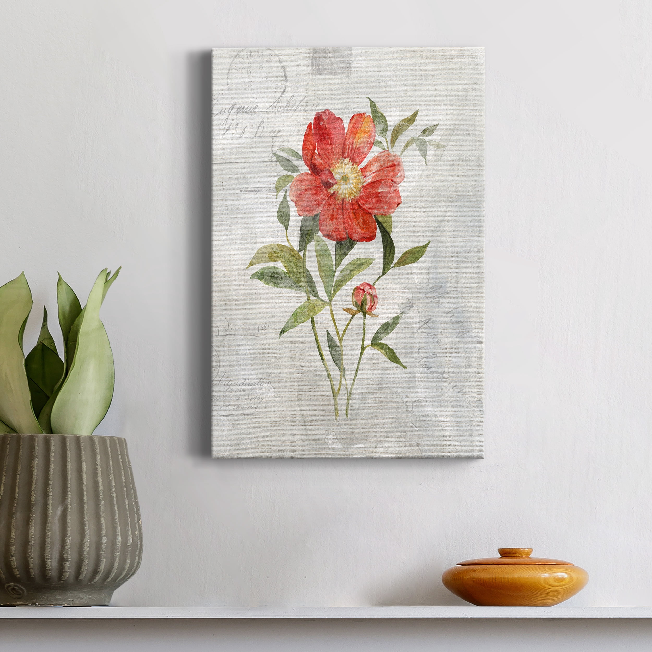 Linen Peony Premium Gallery Wrapped Canvas - Ready to Hang - 12 x 18