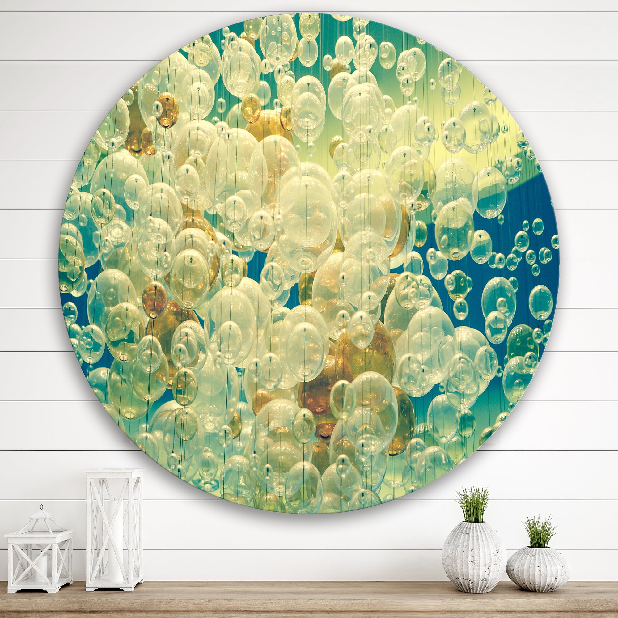 Designart 'Chandelier In The Form of Balls Abstract Art I' Modern Circle Metal Wall Art 29x29 - Disc of 29