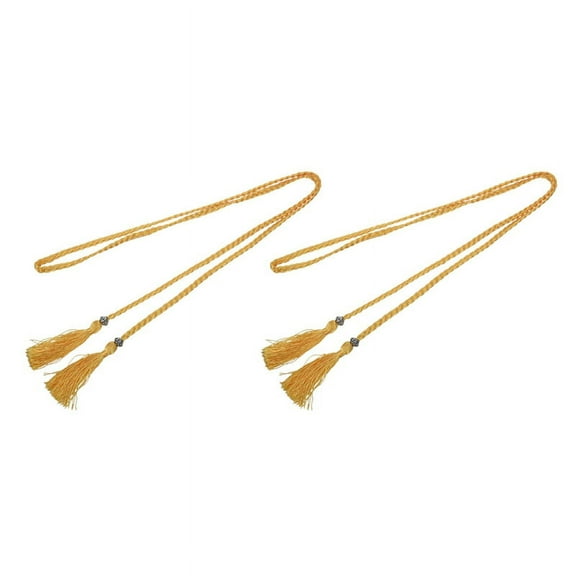 2X Woven Tassel Belt Knot Decorated Waist Chain Waist Rope Gold