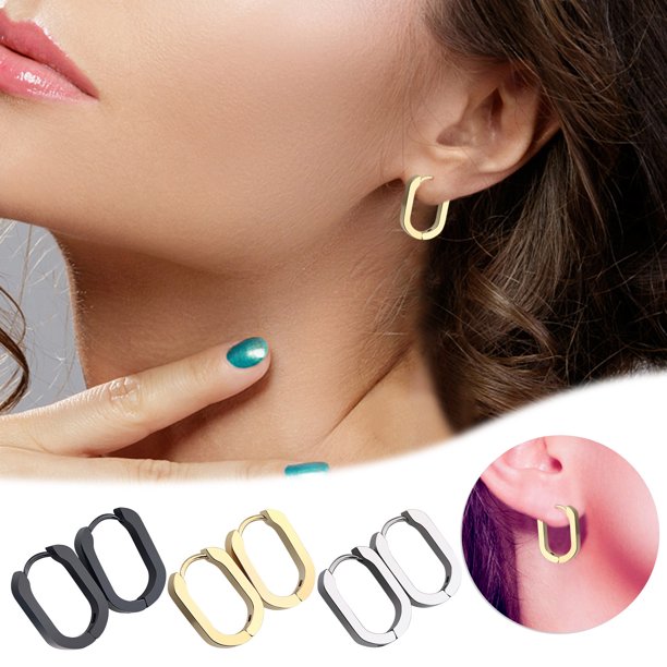 XWSHYW Pendientes Pendientes de Aro con Diseño de Forma Geométrica de Acero Inoxidable Punk para Hombre y Mujer