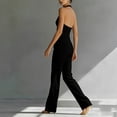 thumbnail image 5 of Linen Outfits Women Elegant Casual Outfits for Women Wrap V Neck Backless Tank Tops with Wide Leg Pleated Pants Formal Matching Suit for Business Casual Black L, 5 of 5