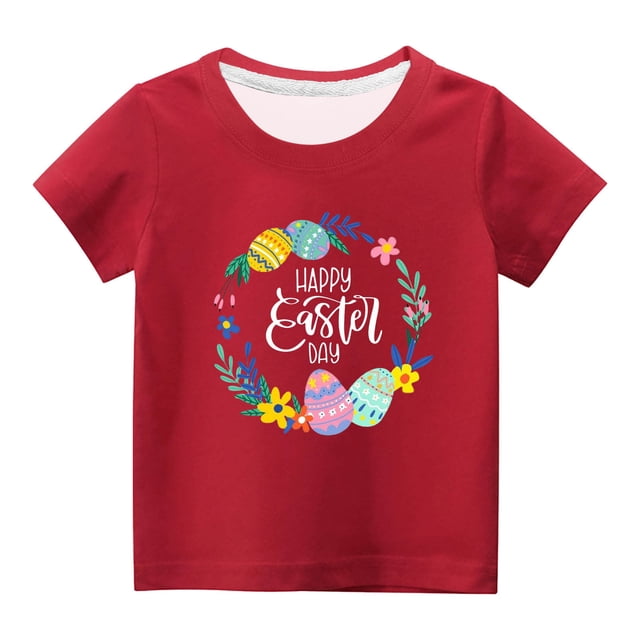 SDNall Cadeaux de Pâques pour Enfants Tout-Petits Garçons Filles Pâques Mignon Fleur Oeufs de Pâques Imprimé Col Rond Imprimé Manche Courte Haut Cadeaux pour Fillette,Cadeaux de Pâques pour Garçons,