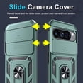 thumbnail image 5 of KOMI Case Compatible with Google Pixel 9 Pro XL Built in Slide Camera Lens Cover+Screen Protector+Finger Ring Holder Kickstand,Heavy Duty Shockproof Full Body Protective Phone Cover, Dark Green, 5 of 5