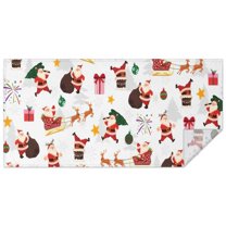 White Christmas Santa and Gift Pattern Rectangle Tablecloth 60"x120",Waterproof Polyester Rectangle Table Cloth, Wipeable Spillproof Polyester Tablecloth for Dining, Camping, Indoor and Outdoor