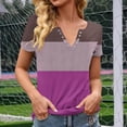 thumbnail image 4 of IROINNID Women's Printed Button Detail Round Neck Blouse Short Sleeve Casual Tops Summer Fashion Trendy Tees(Hot Pink,), 4 of 5