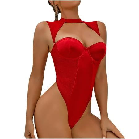 Fishnet Lingerie for Women Bodysuit Snap Crotch Choker Teddy Sexy Chemise One Piece Babydoll Nightdress Sleepwear Valentines Day Gifts