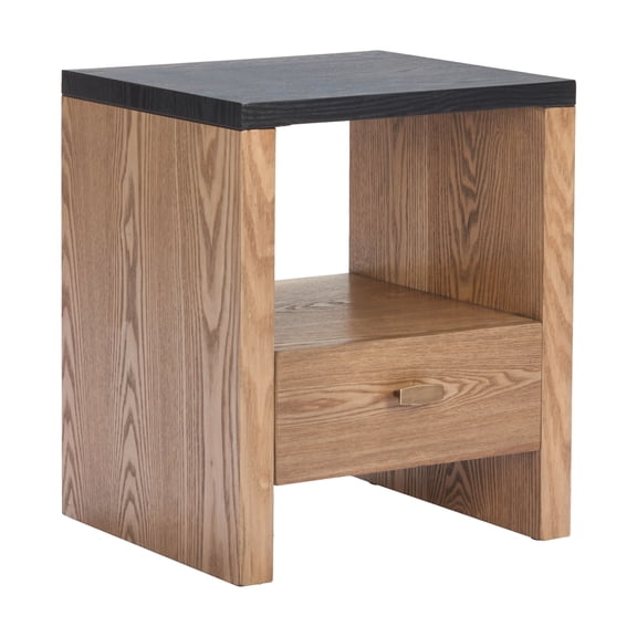 Natt Side Table Black End Table, Modern Style, Wood Veneer MDF square shape tabletop, MDF, Indoor Living