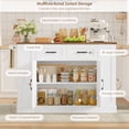 thumbnail image 5 of Homfa 47.2'' Kitchen Island with Drop Leaf and Charging Station, Portable Kitchen Island with Storage and 2 Seating, White Rolling Cart with Wheels for Kitchen, Dining Table for 2, 5 of 8