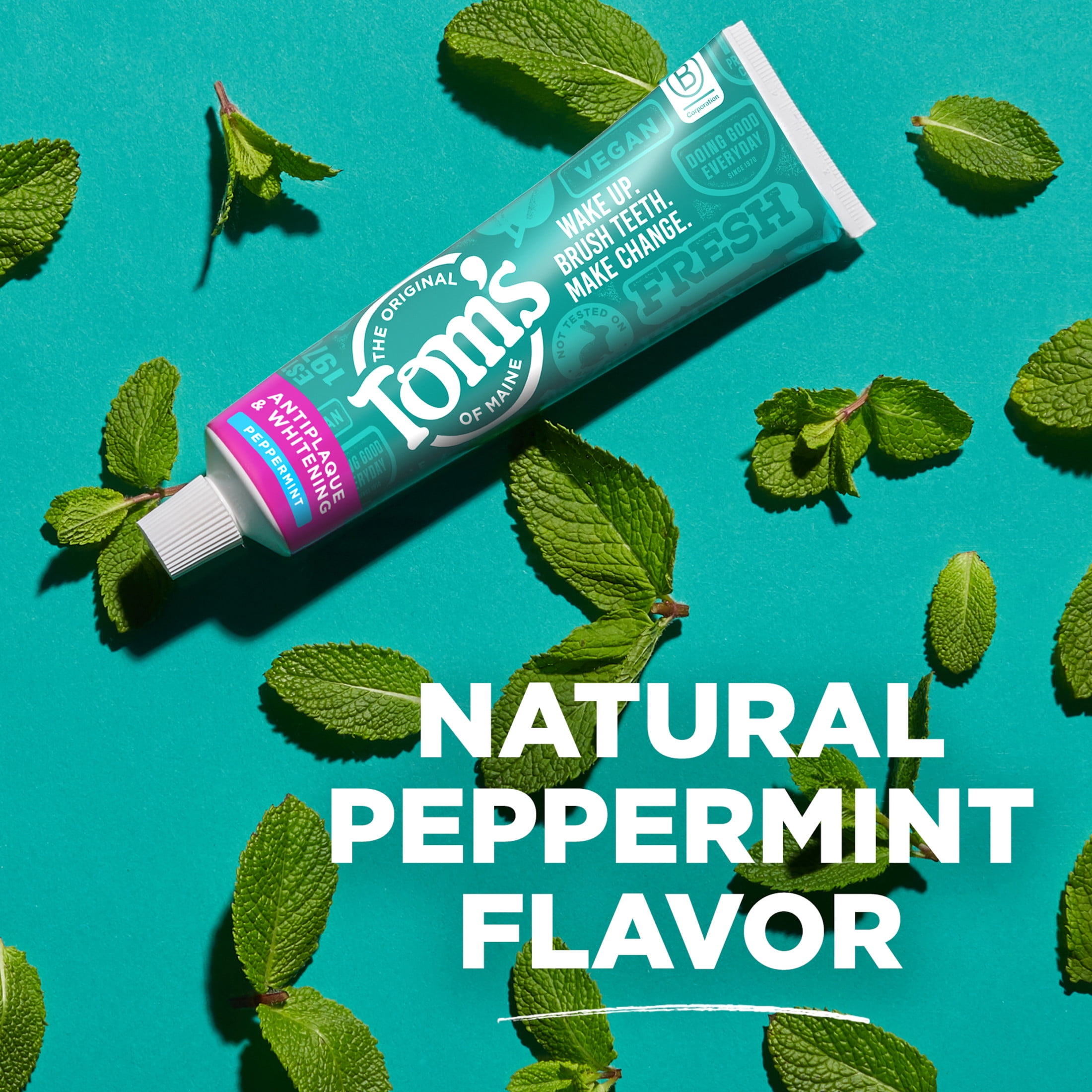 (2 pack) Tom’s of Maine Antiplaque and Whitening Fluoride Free Toothpaste, Peppermint, 2 Pack, 4.5 Oz