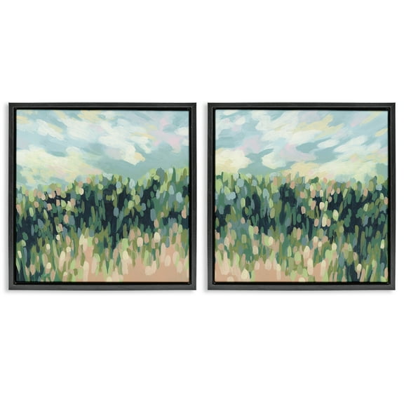 Stupell Industries Abstract Tall Wheat Grass Field Landscape & Nature Painting Black Floater Framed Canvas Art Print Wall Art, 18 x 18, Set of 2