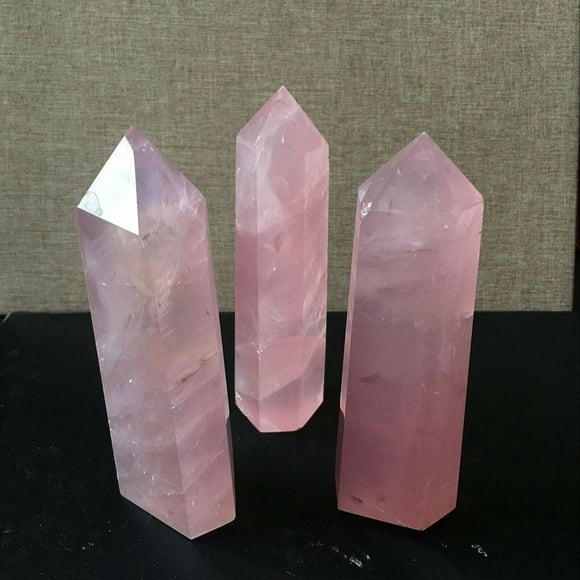 adviicd Natural Rock 2Pcs Pink Quartz Crystal 40-50mm Wand Point Healing Mineral Stone