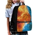 thumbnail image 3 of KUIFORTI Burning Fire Basketball Kids 17 Inch Schoolbag with Compartment and Side Mesh Pockets, Durable Backpack Stationery Organizer Bag for Boys Children Teens, 3 of 6