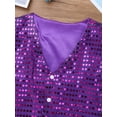 thumbnail image 3 of inhzoy Kids Boys Girls Shiny Sequin Vest Waistcoat Jacket Modern Dance Costume Purple 13-14, 3 of 5
