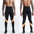 thumbnail image 5 of Bibifish Mens Athletic Tights High Waist Contrast Panel Compression 4-Way Stretch Quick Dry leggings Cycling Training Daily Athletic yoga leggings, 5 of 9