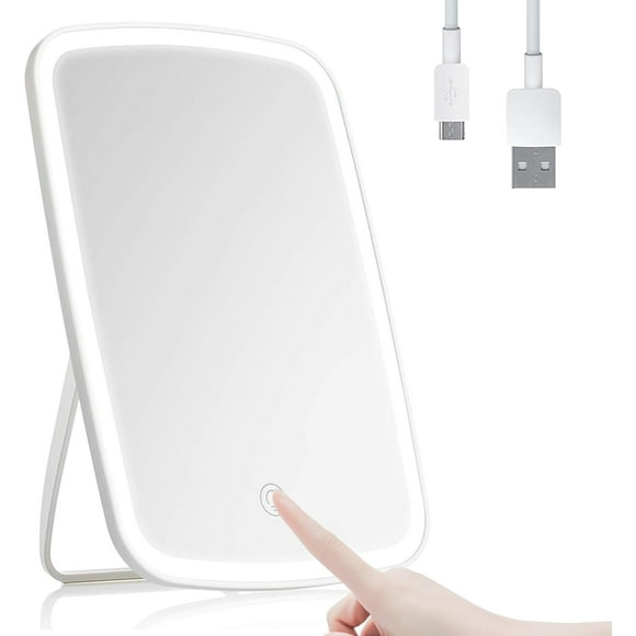 Portable Handheld Mirror, Brightness Adjustable Compact Makeup Mirror with Rechargeable Travel Mirror, 3 Color Modes for Professional Makeup Application, Smart Touch Controls for Women