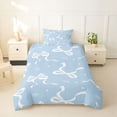 thumbnail image 2 of Manfei White Bow Light Blue Love Heart Twin Bedding for Boys Girls, Cute Ribbon Duvet Cover Set, Grey Reversible, 1 Duvet Cover and 1 Pillowcase (No Comforter), 2 of 6